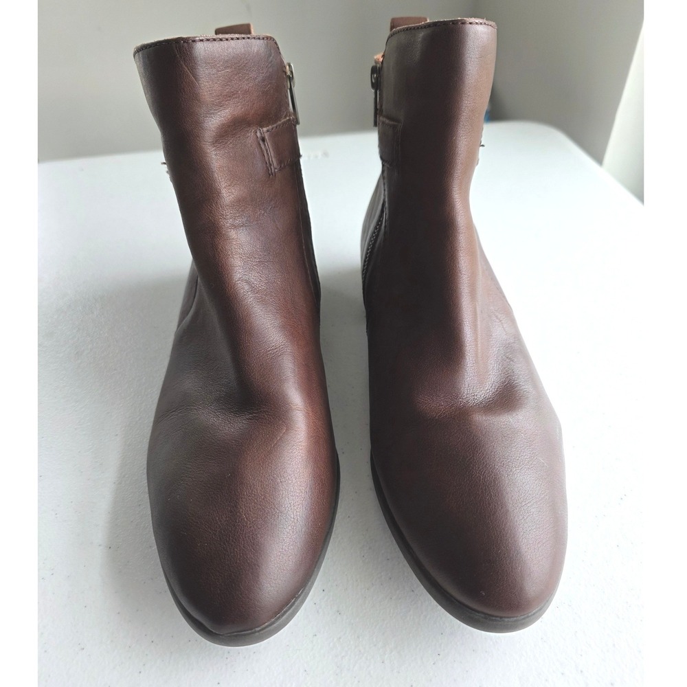 Born Brown Leather Ankle Boots Buckle Side Zip Booties Women's Size 11M Fall